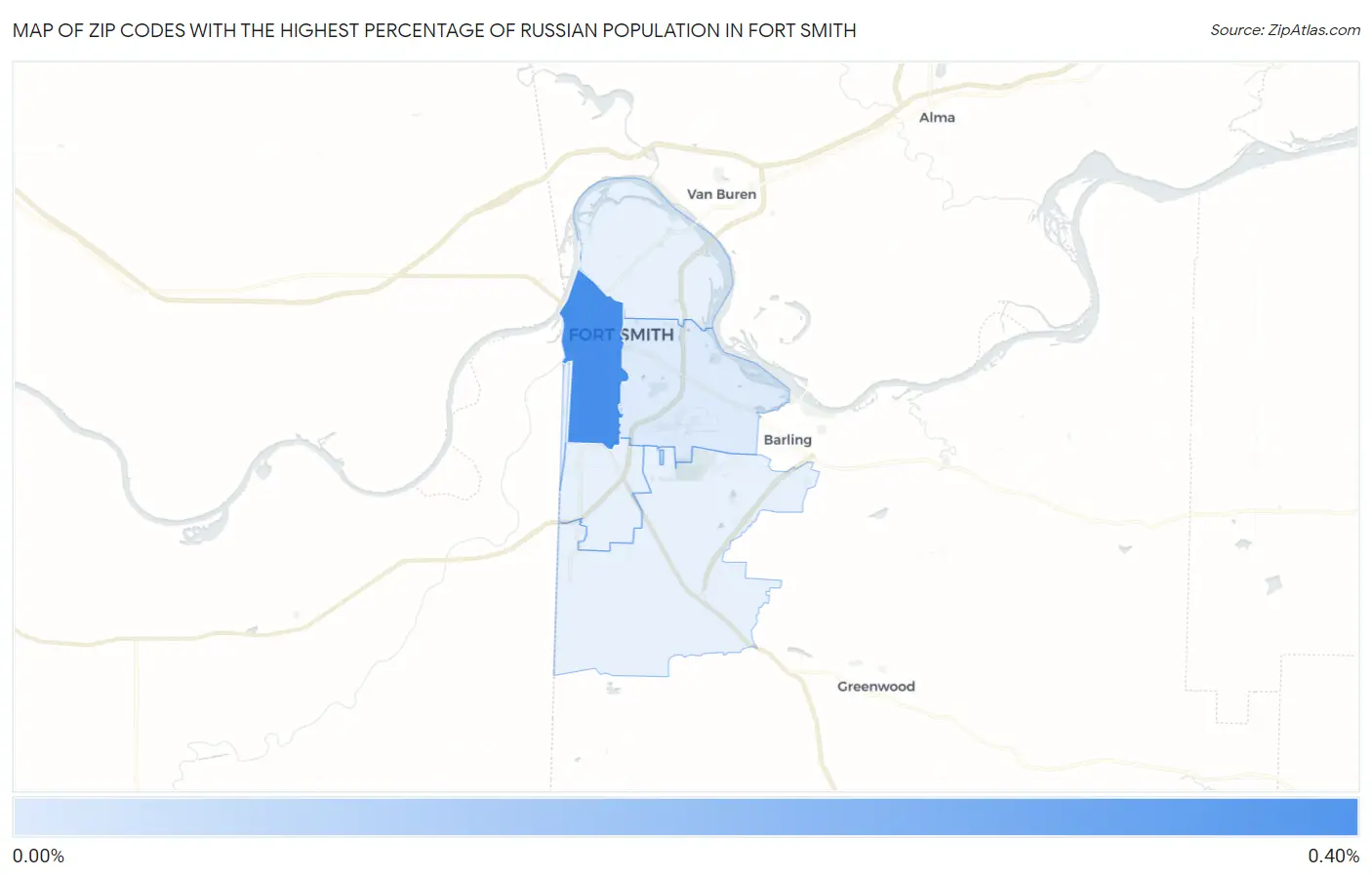 Zip Codes with the Highest Percentage of Russian Population in Fort Smith Map