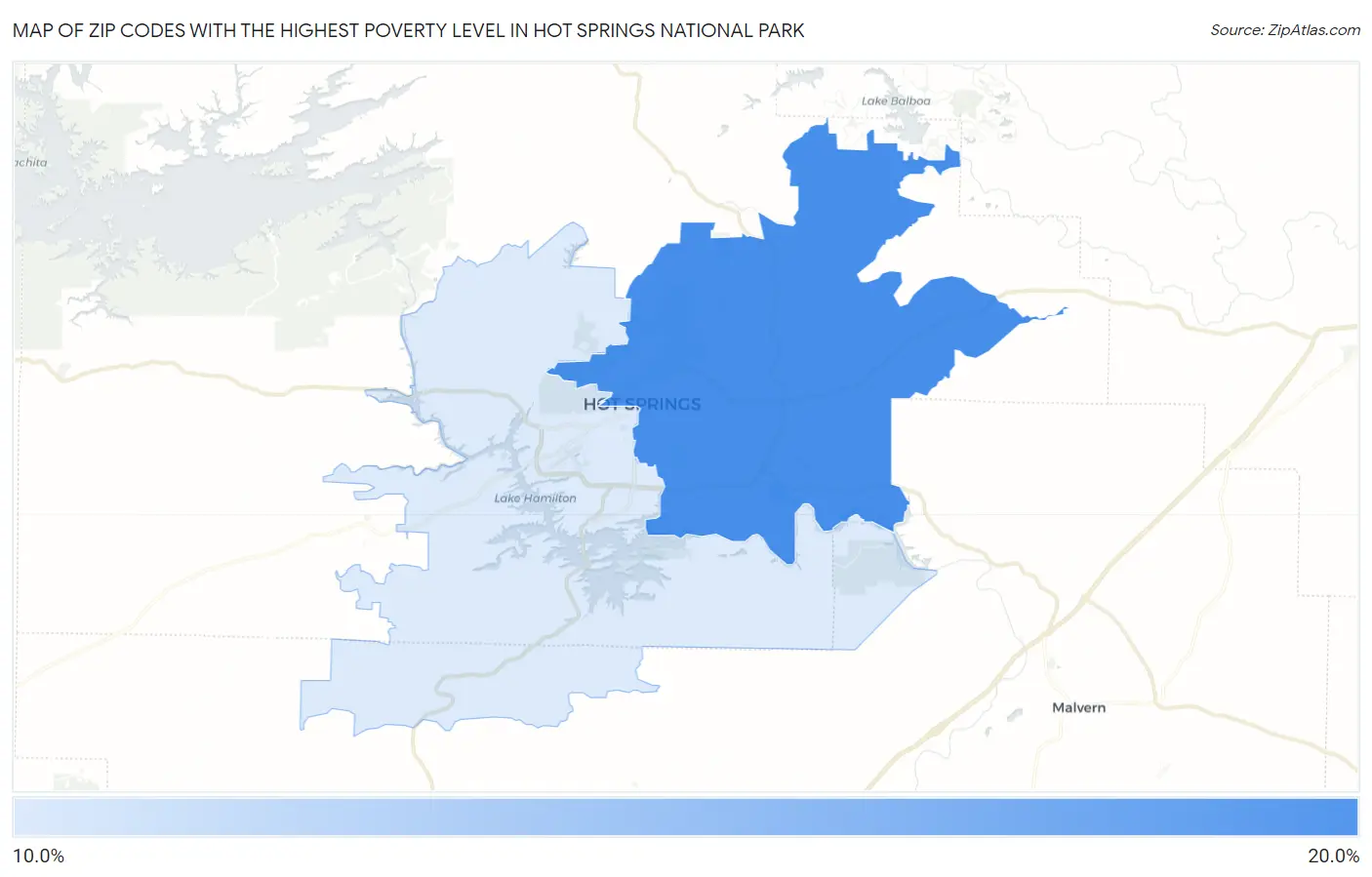 Zip Codes with the Highest Poverty Level in Hot Springs National Park Map