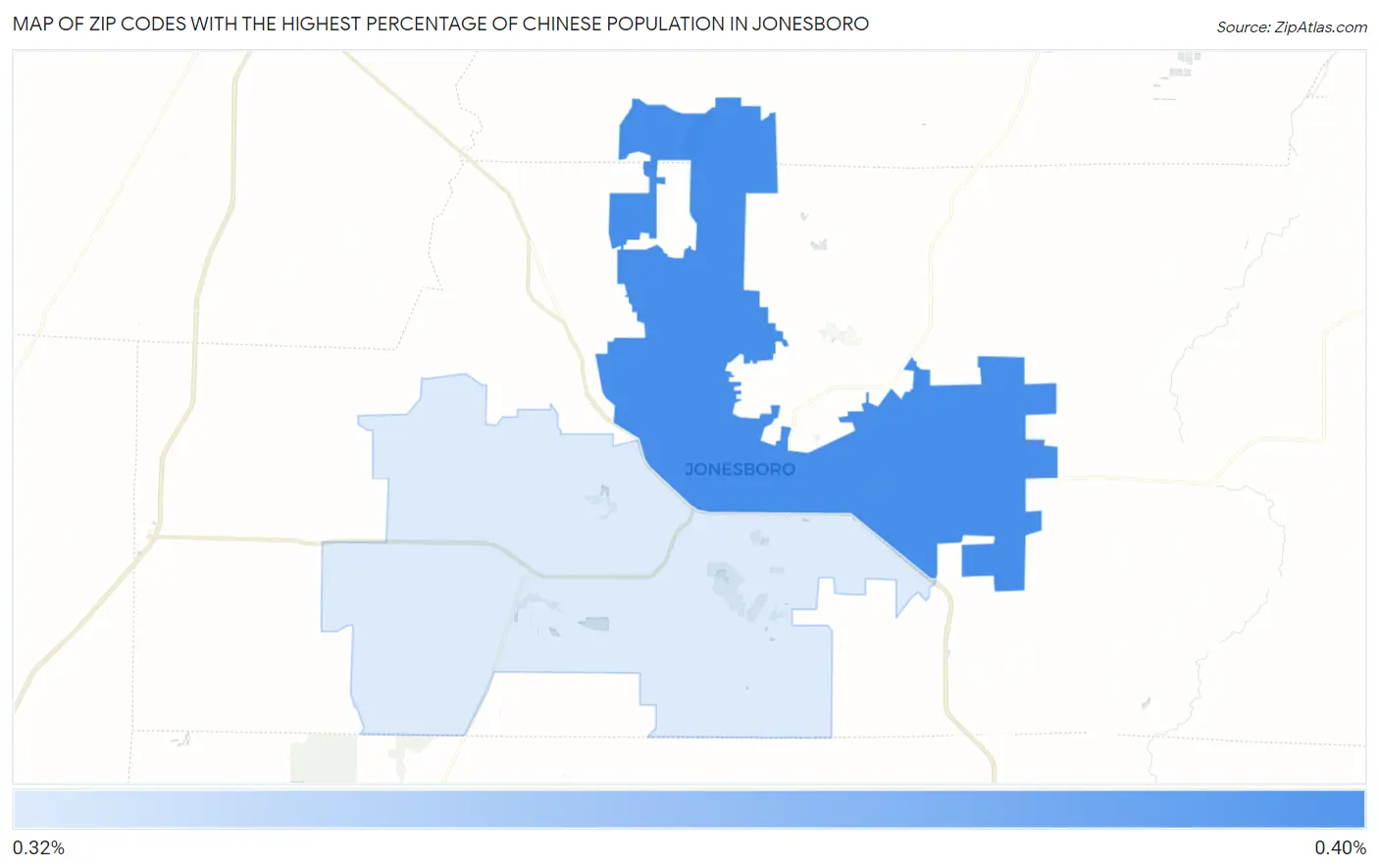 Zip Codes with the Highest Percentage of Chinese Population in Jonesboro Map