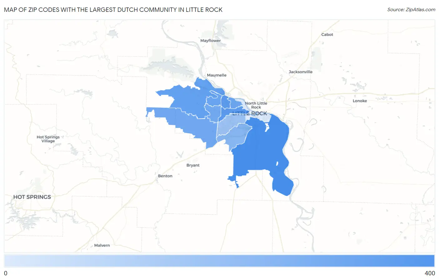 Zip Codes with the Largest Dutch Community in Little Rock Map