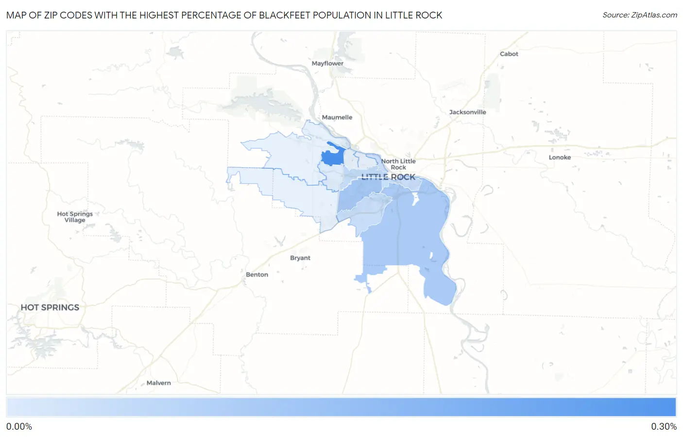 Zip Codes with the Highest Percentage of Blackfeet Population in Little Rock Map