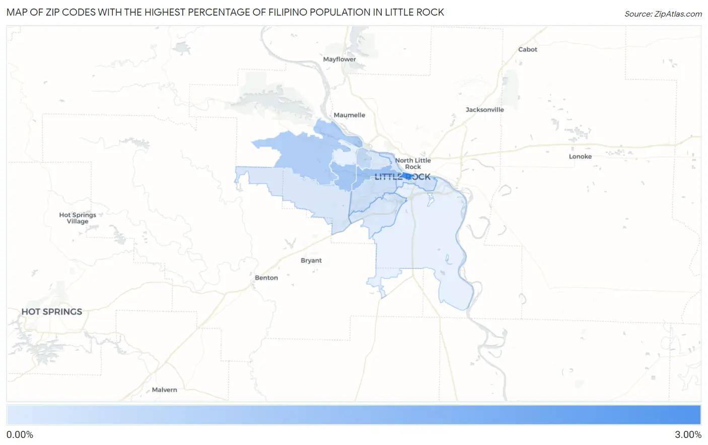 Zip Codes with the Highest Percentage of Filipino Population in Little Rock Map