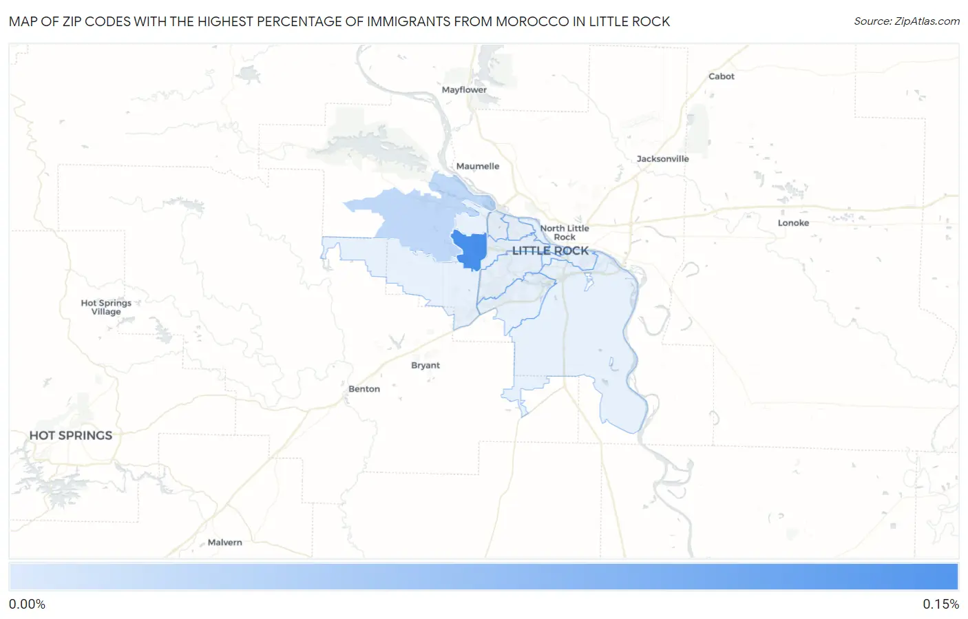 Zip Codes with the Highest Percentage of Immigrants from Morocco in Little Rock Map