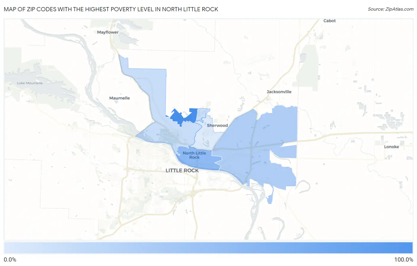 Zip Codes with the Highest Poverty Level in North Little Rock Map