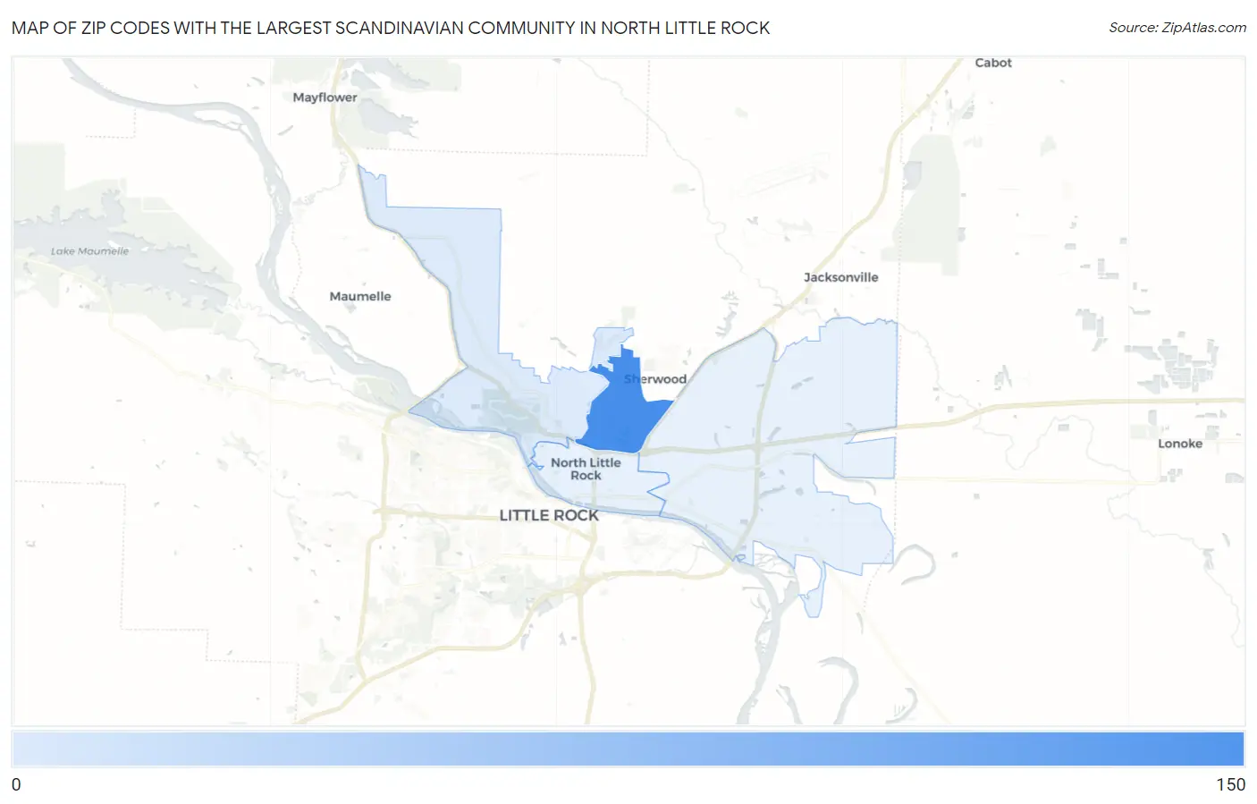 Zip Codes with the Largest Scandinavian Community in North Little Rock Map