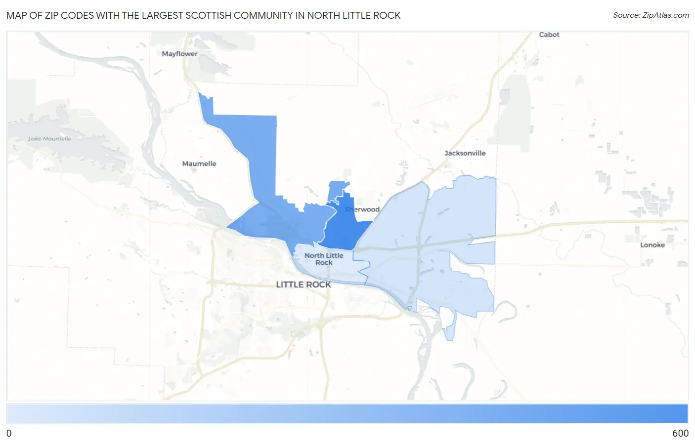 Zip Codes with the Largest Scottish Community in North Little Rock Map