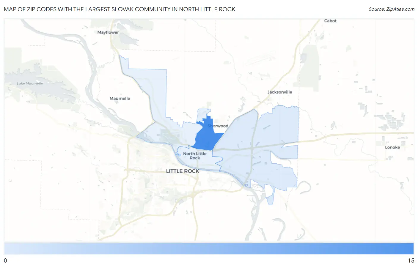 Zip Codes with the Largest Slovak Community in North Little Rock Map