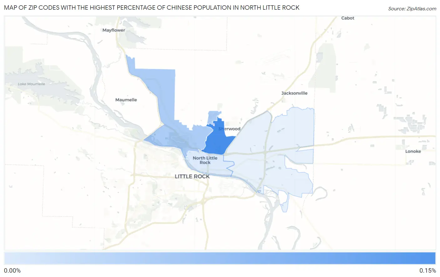 Zip Codes with the Highest Percentage of Chinese Population in North Little Rock Map