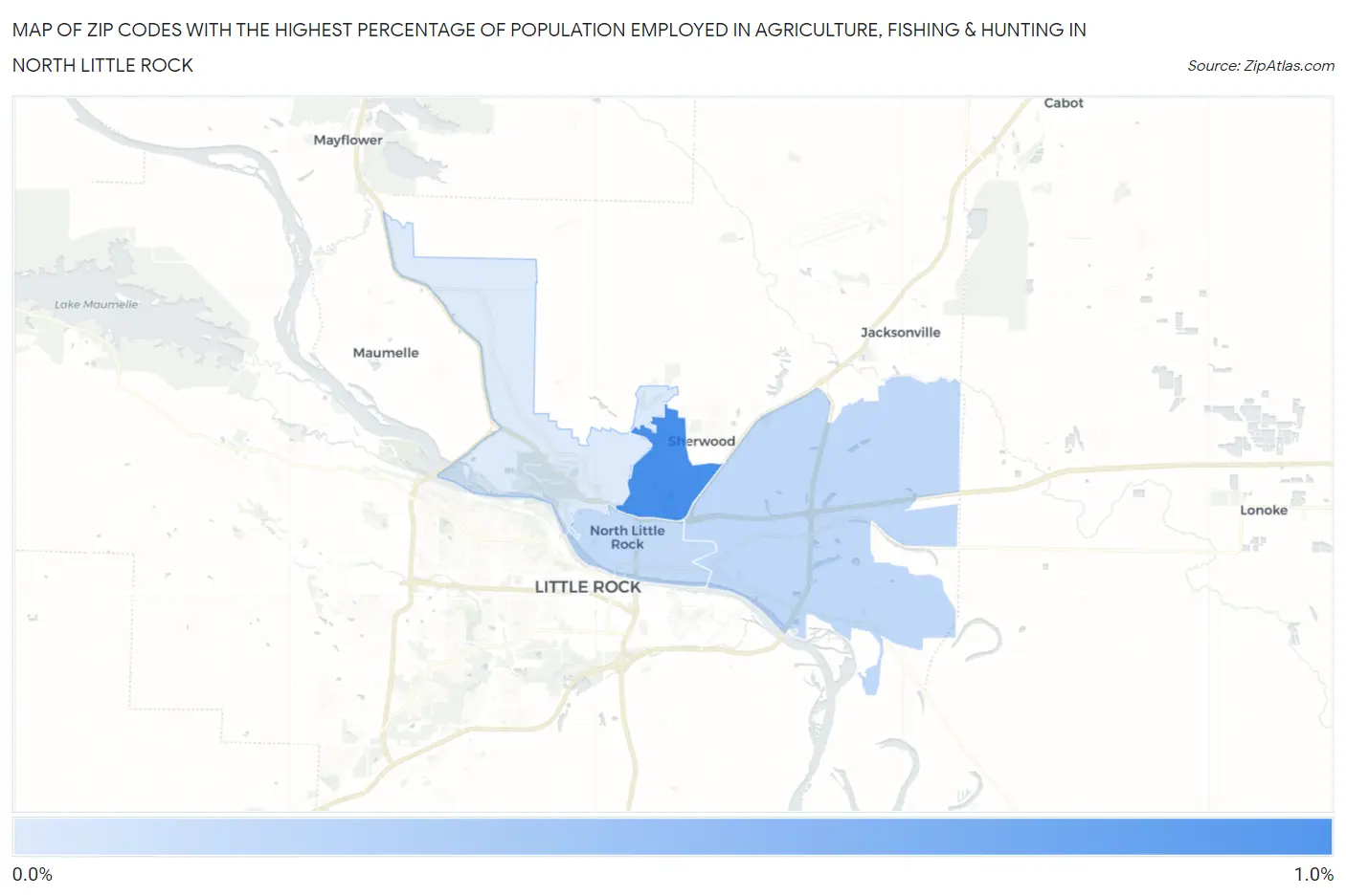 Zip Codes with the Highest Percentage of Population Employed in Agriculture, Fishing & Hunting in North Little Rock Map