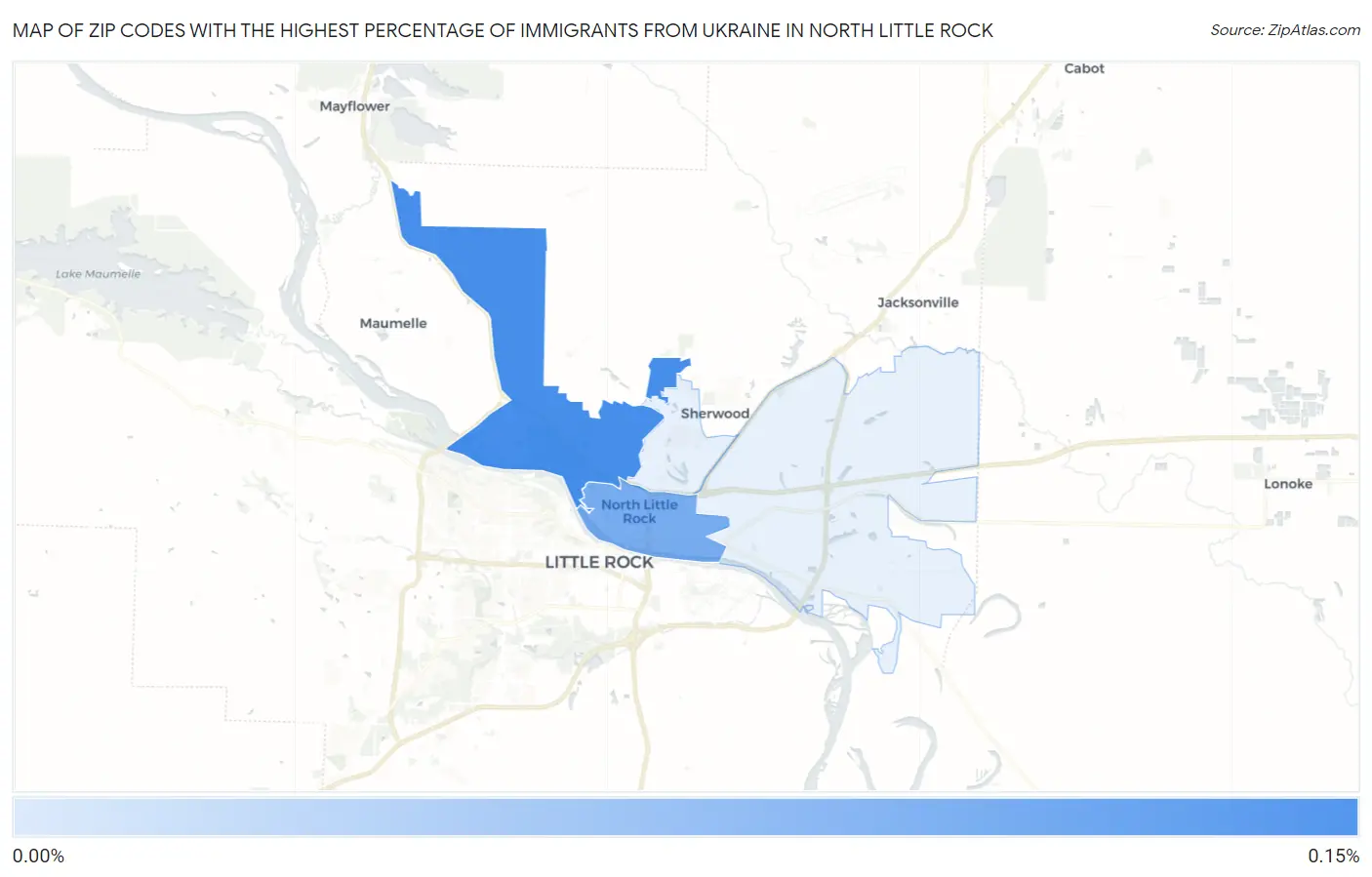 Zip Codes with the Highest Percentage of Immigrants from Ukraine in North Little Rock Map