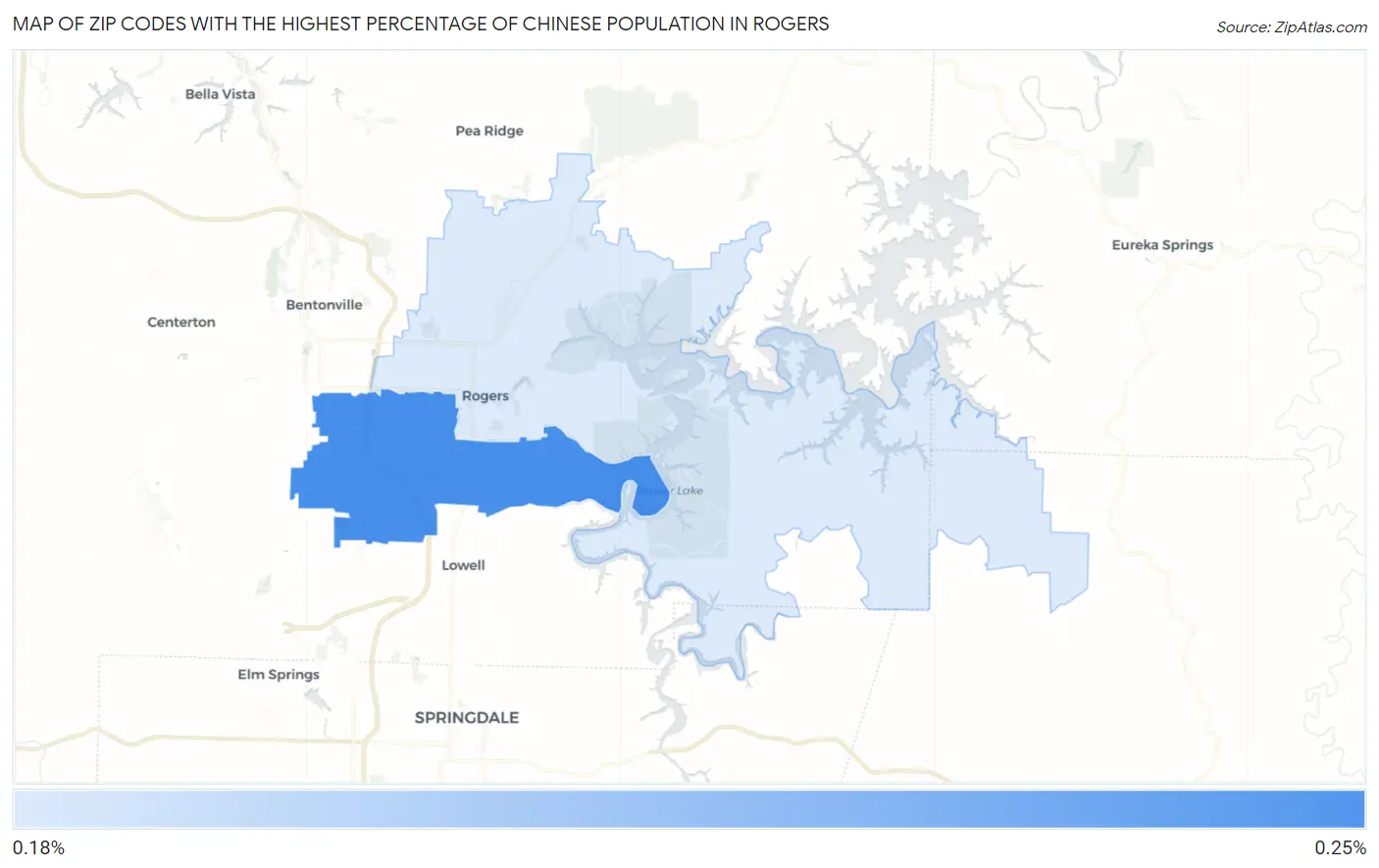 Zip Codes with the Highest Percentage of Chinese Population in Rogers Map