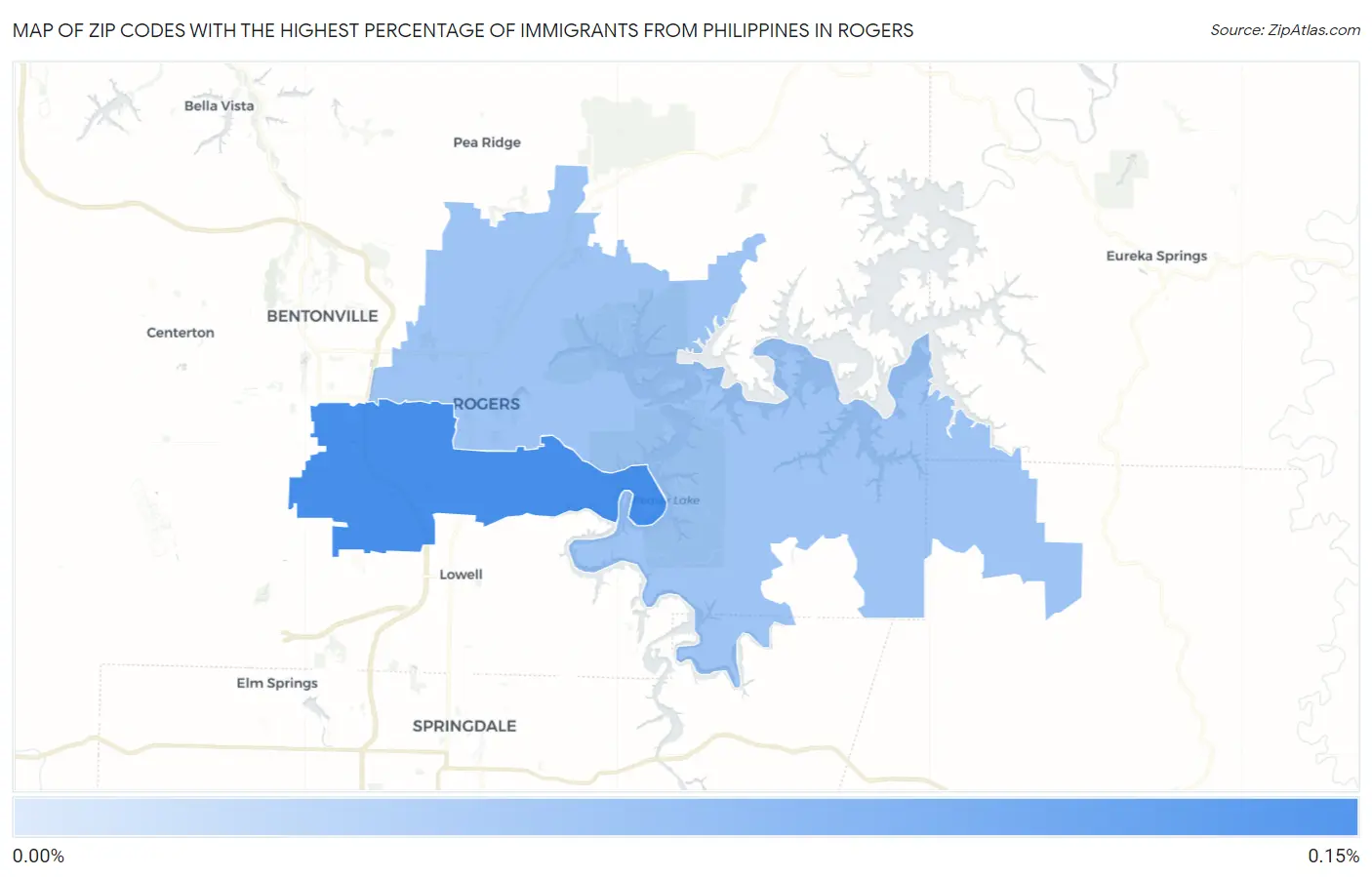 Zip Codes with the Highest Percentage of Immigrants from Philippines in Rogers Map