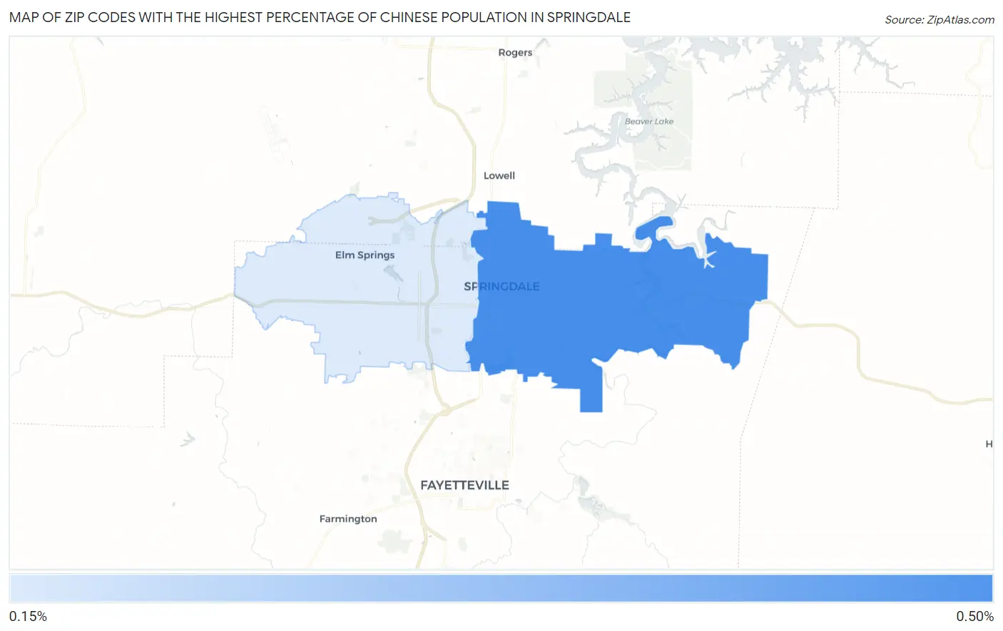 Zip Codes with the Highest Percentage of Chinese Population in Springdale Map