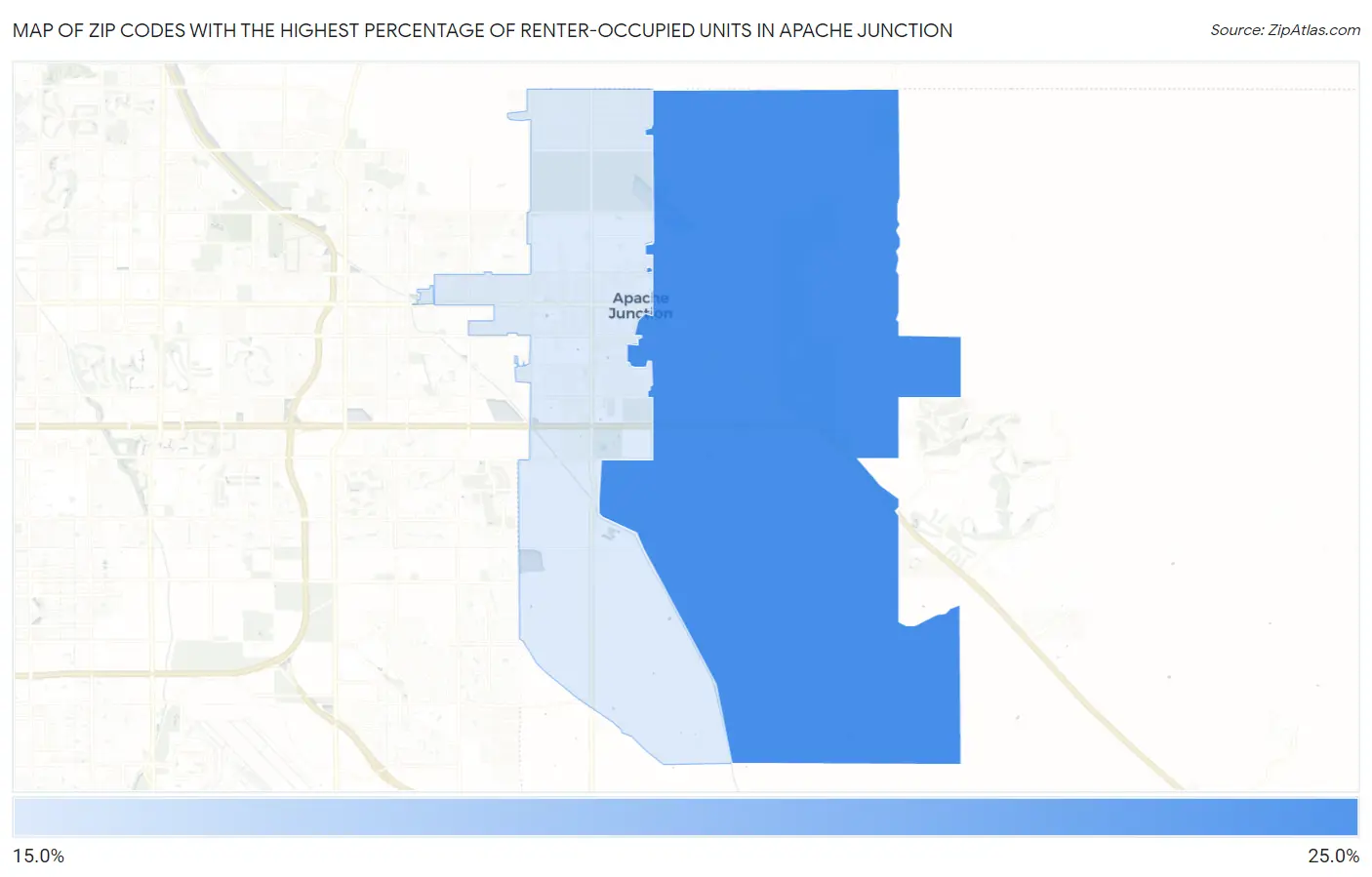 Zip Codes with the Highest Percentage of Renter-Occupied Units in Apache Junction Map