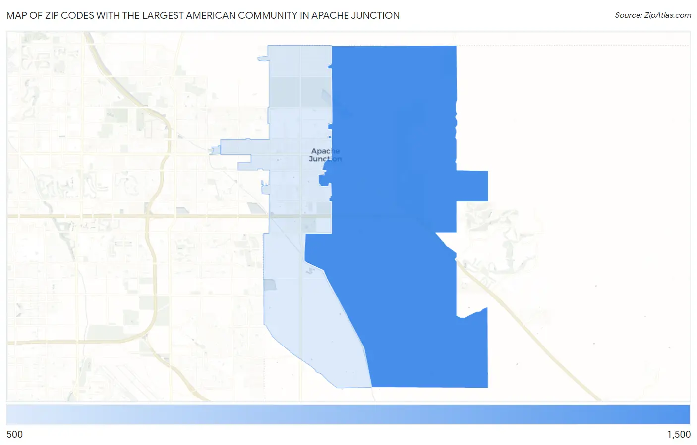 Zip Codes with the Largest American Community in Apache Junction Map