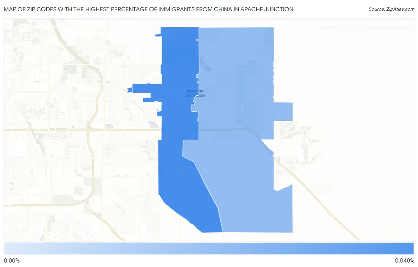 Zip Codes with the Highest Percentage of Immigrants from China in Apache Junction Map