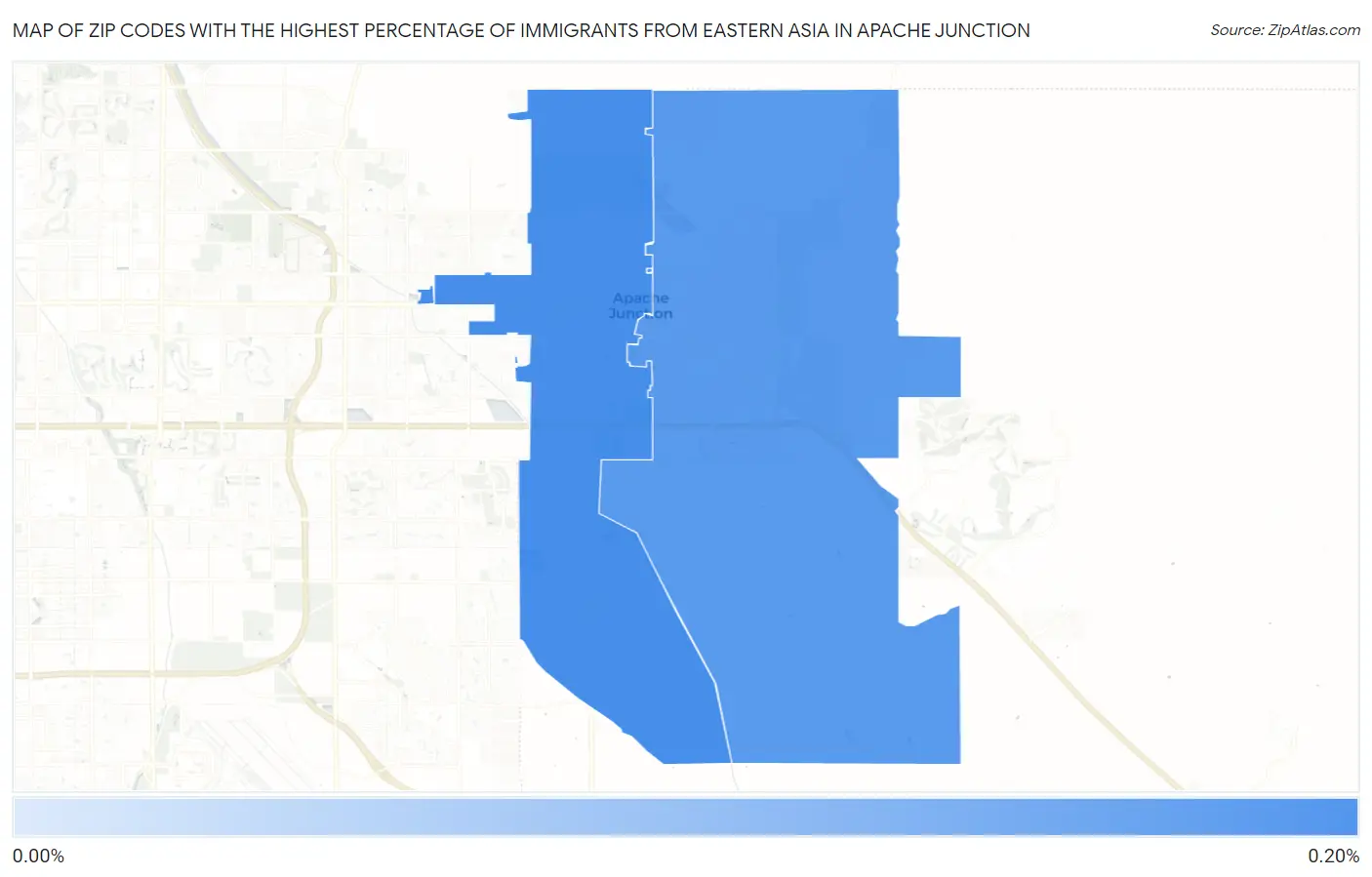 Zip Codes with the Highest Percentage of Immigrants from Eastern Asia in Apache Junction Map