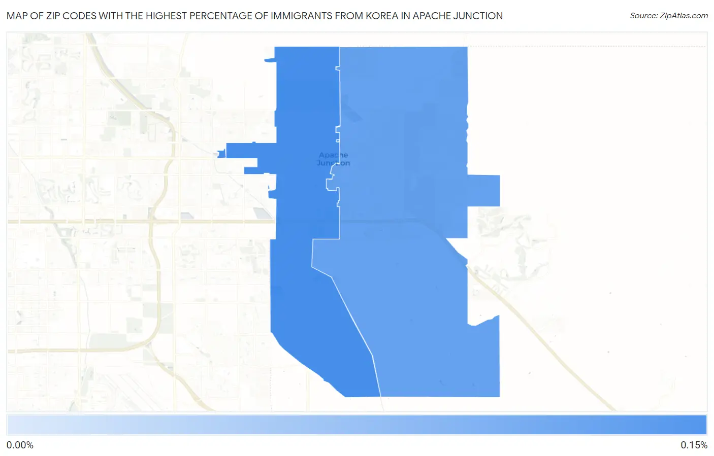 Zip Codes with the Highest Percentage of Immigrants from Korea in Apache Junction Map