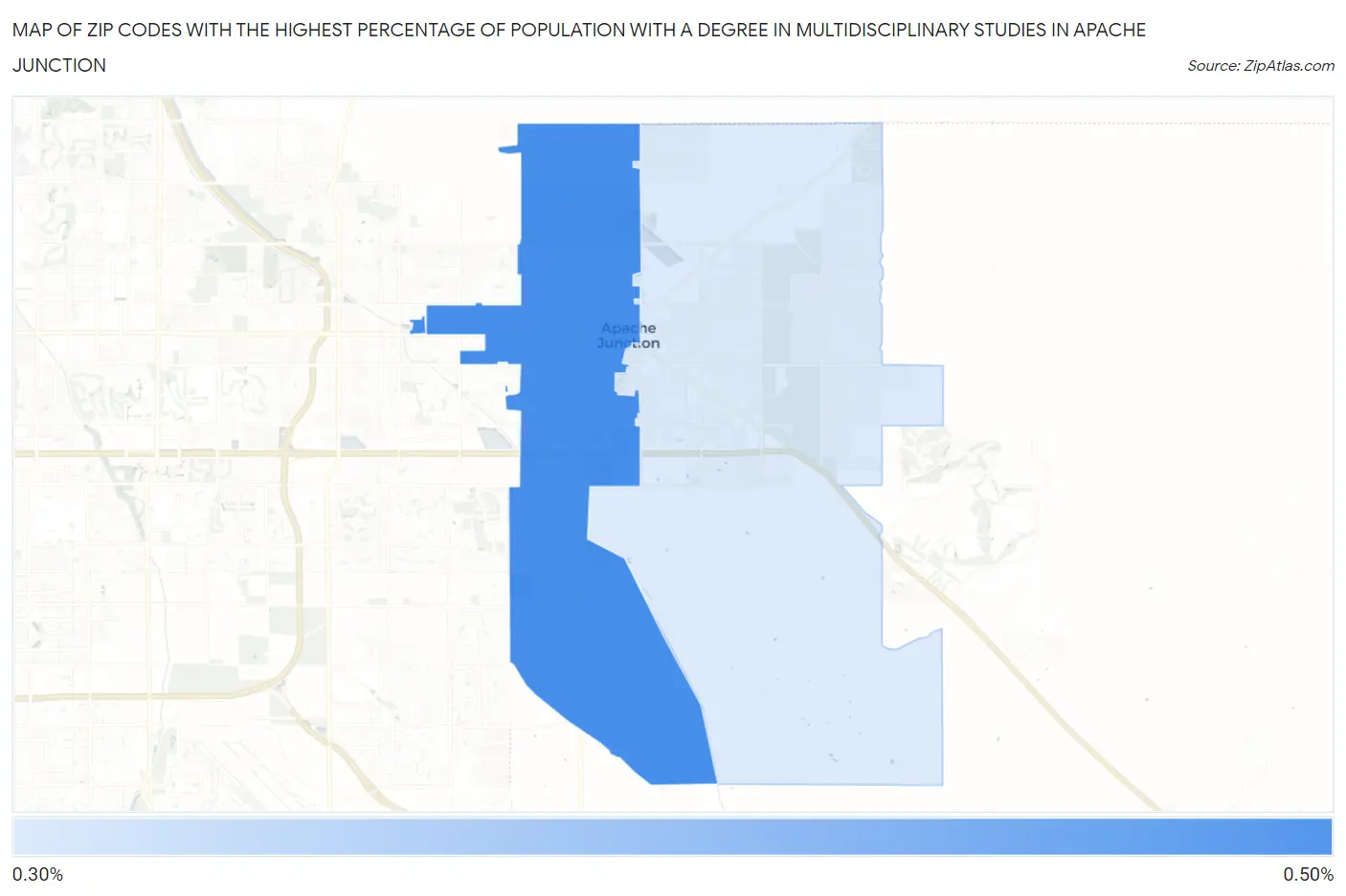 Zip Codes with the Highest Percentage of Population with a Degree in Multidisciplinary Studies in Apache Junction Map