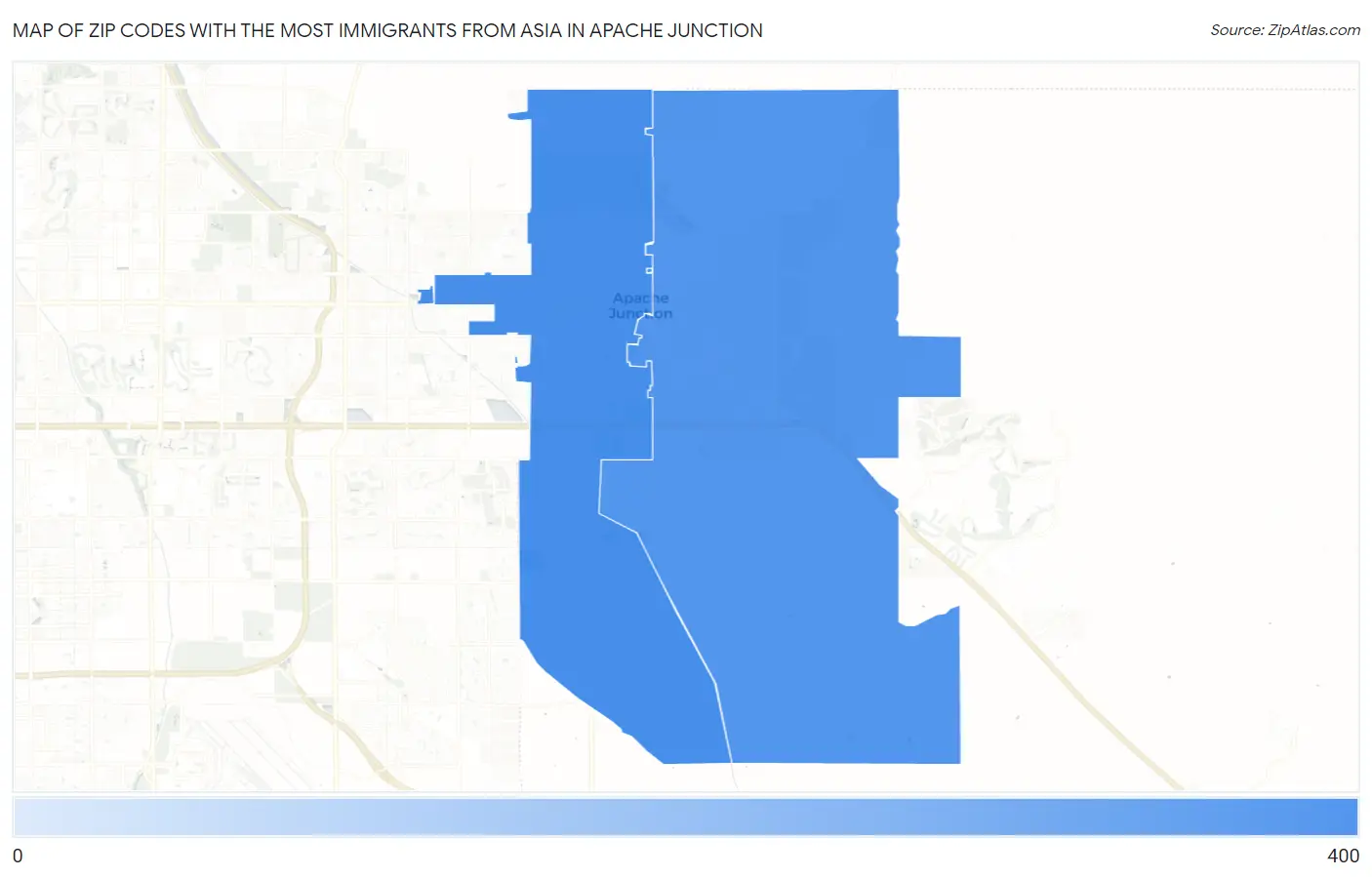 Zip Codes with the Most Immigrants from Asia in Apache Junction Map