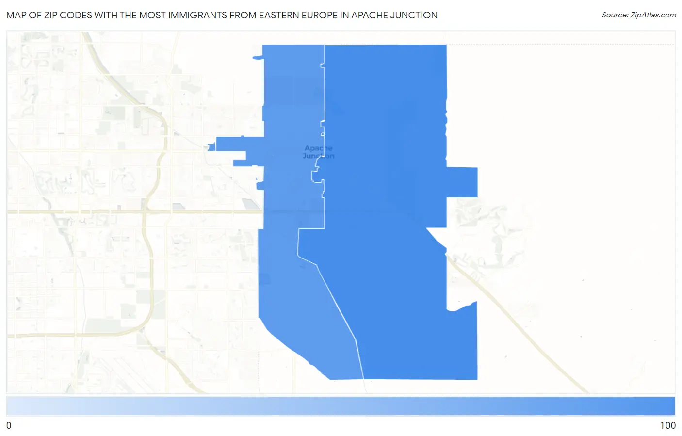 Zip Codes with the Most Immigrants from Eastern Europe in Apache Junction Map