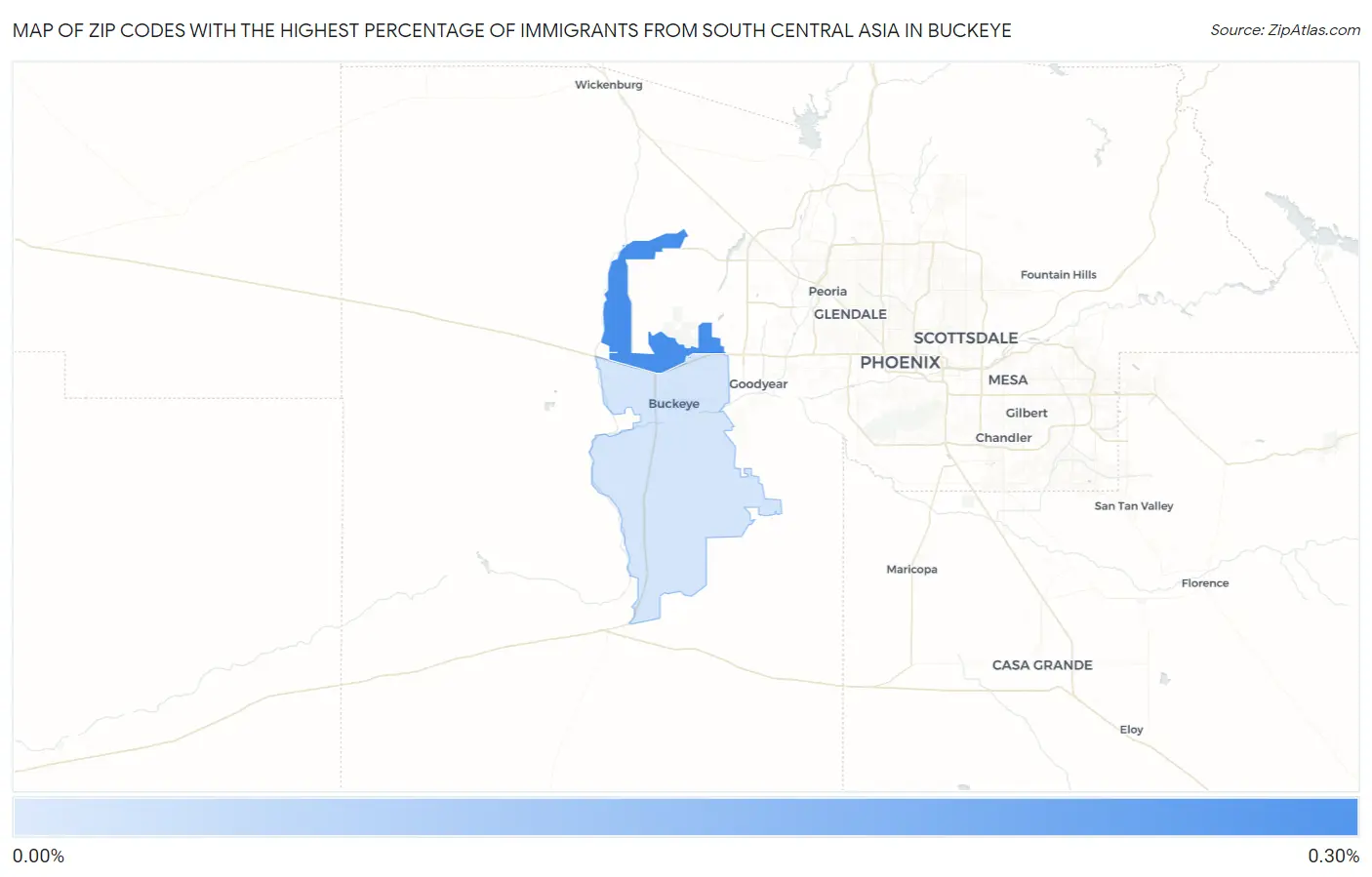 Zip Codes with the Highest Percentage of Immigrants from South Central Asia in Buckeye Map