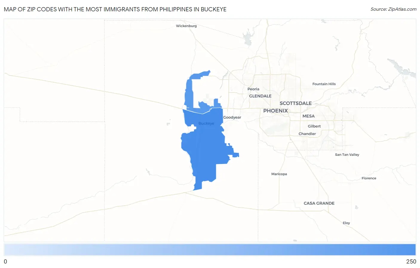 Zip Codes with the Most Immigrants from Philippines in Buckeye Map