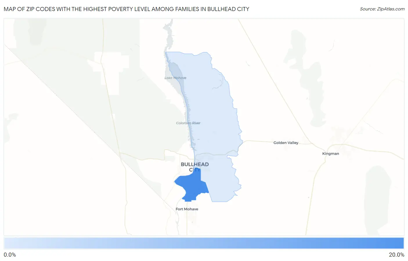 Zip Codes with the Highest Poverty Level Among Families in Bullhead City Map
