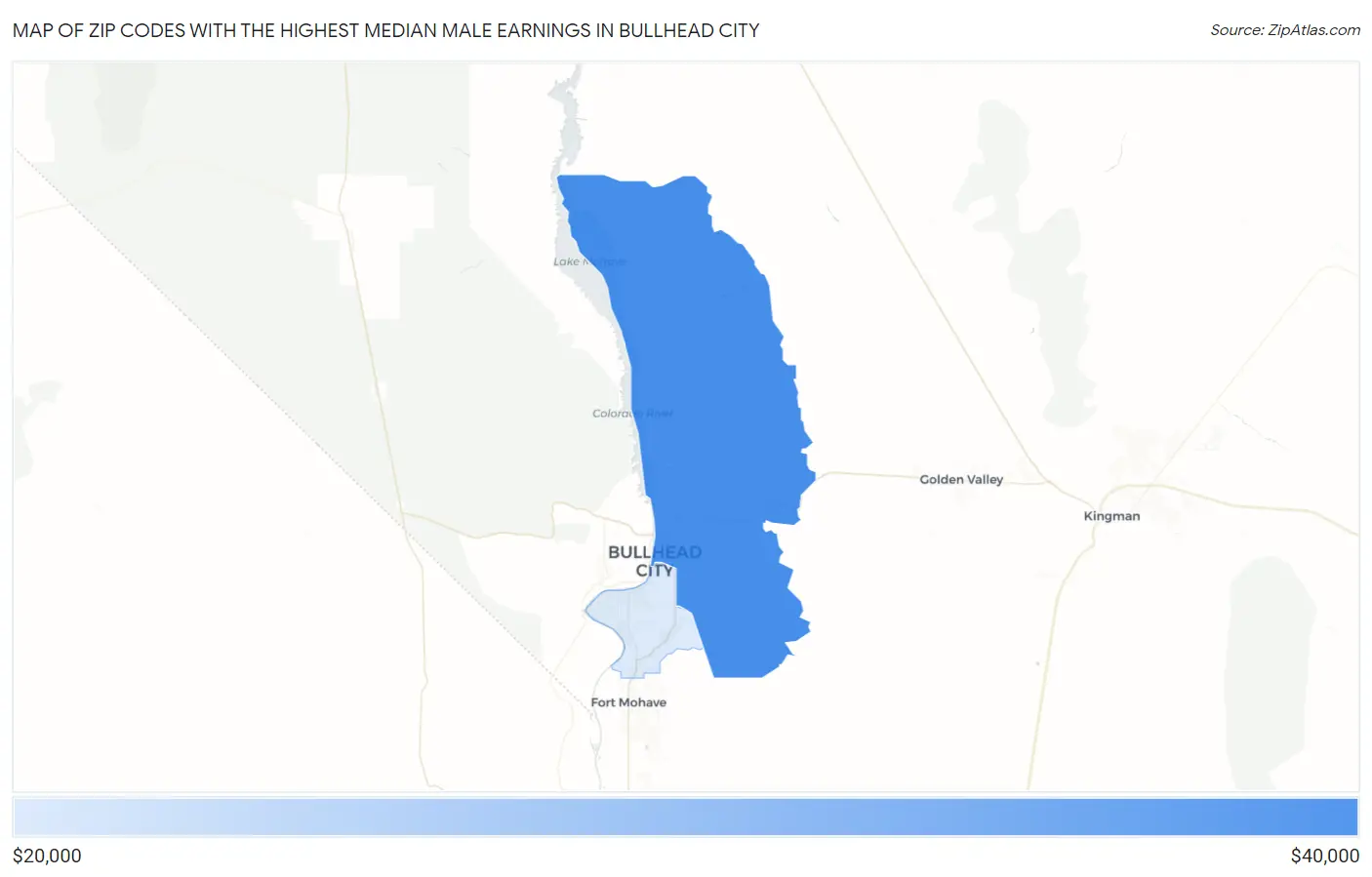 Zip Codes with the Highest Median Male Earnings in Bullhead City Map