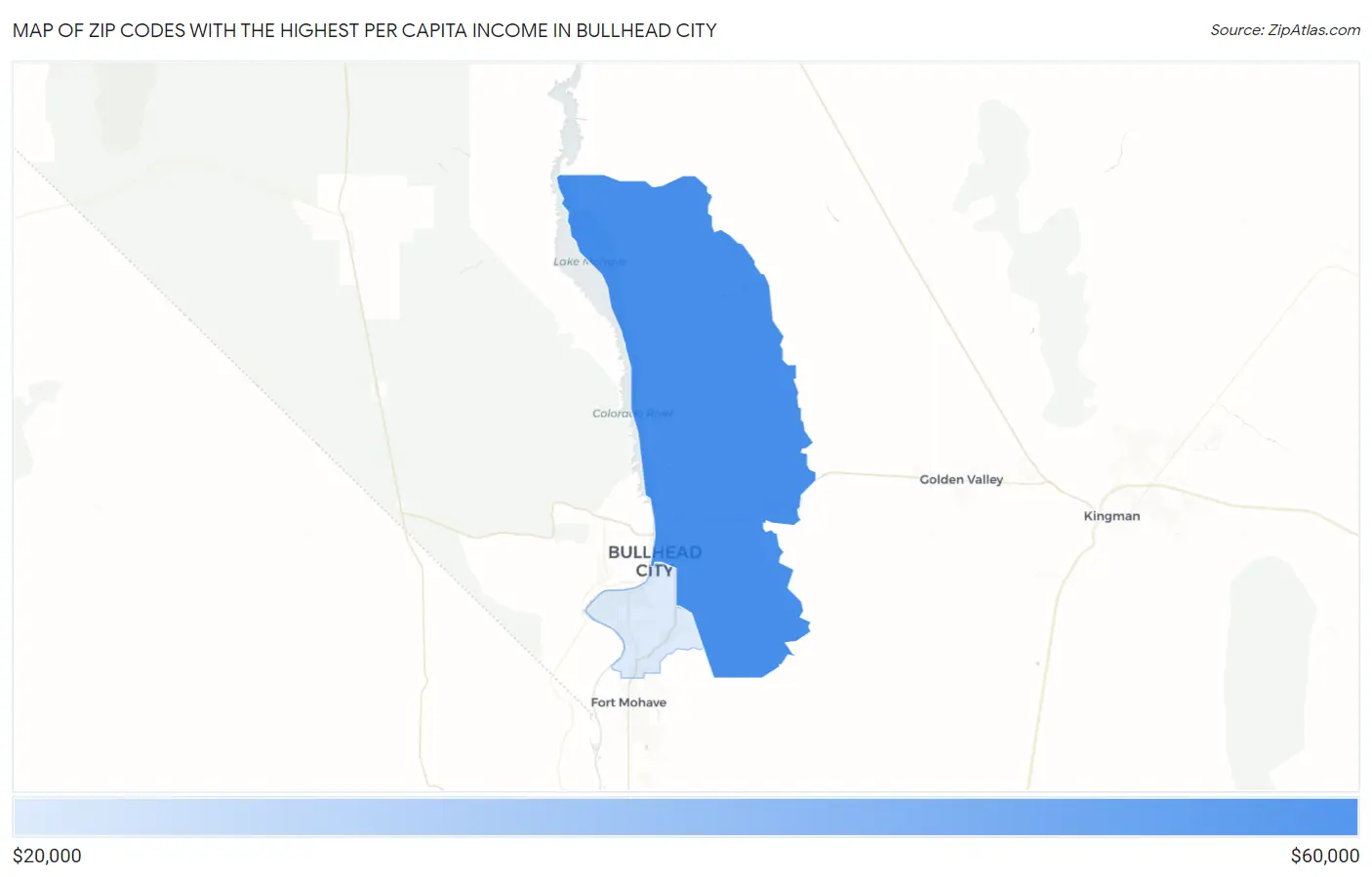 Zip Codes with the Highest Per Capita Income in Bullhead City Map