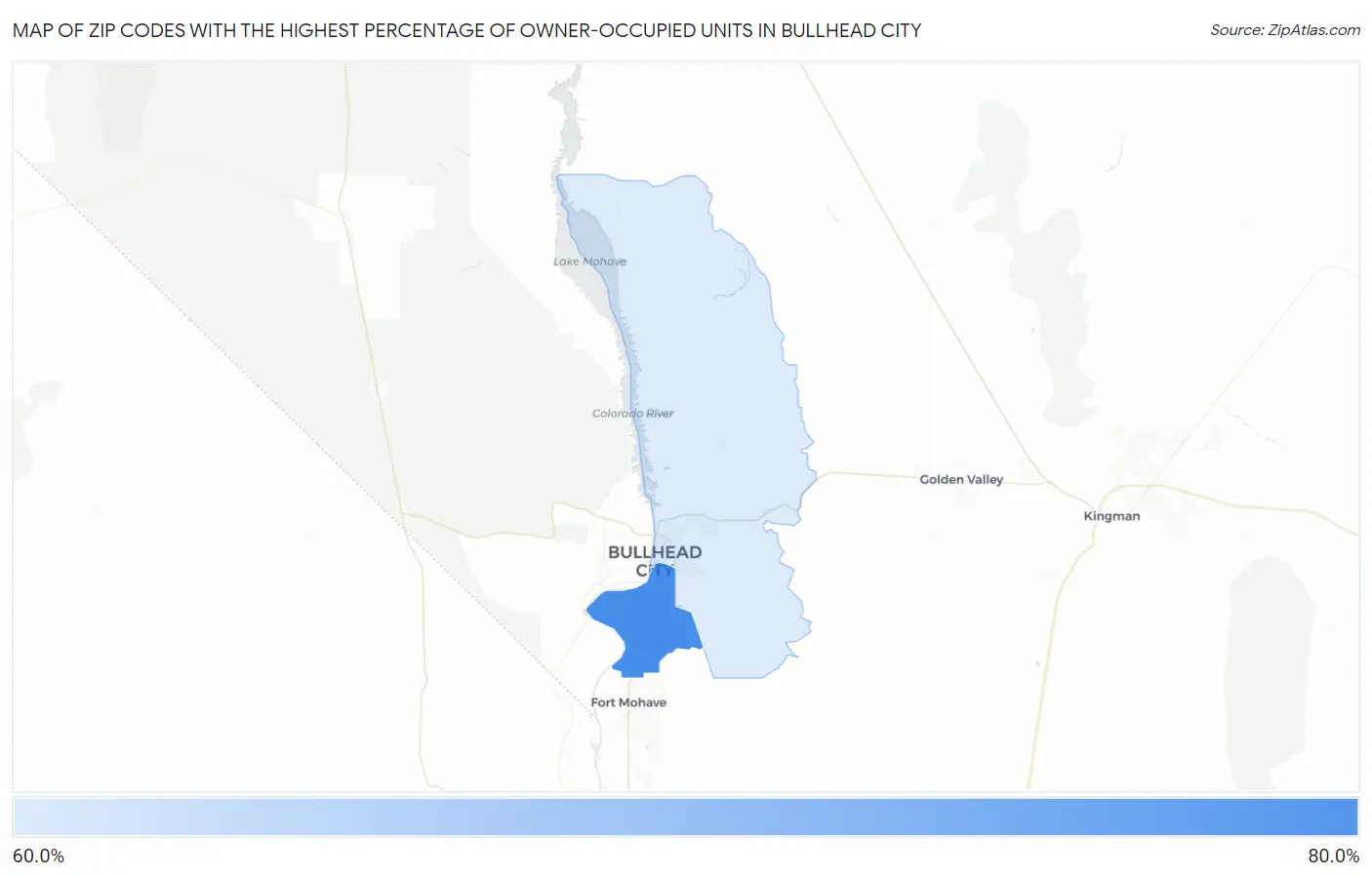 Zip Codes with the Highest Percentage of Owner-Occupied Units in Bullhead City Map