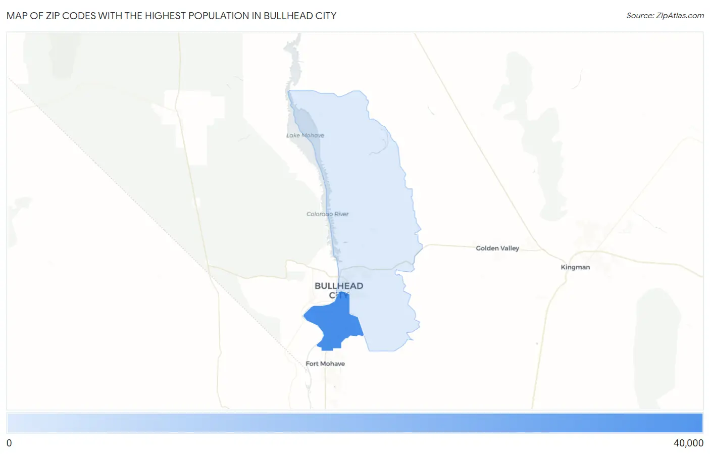 Zip Codes with the Highest Population in Bullhead City Map