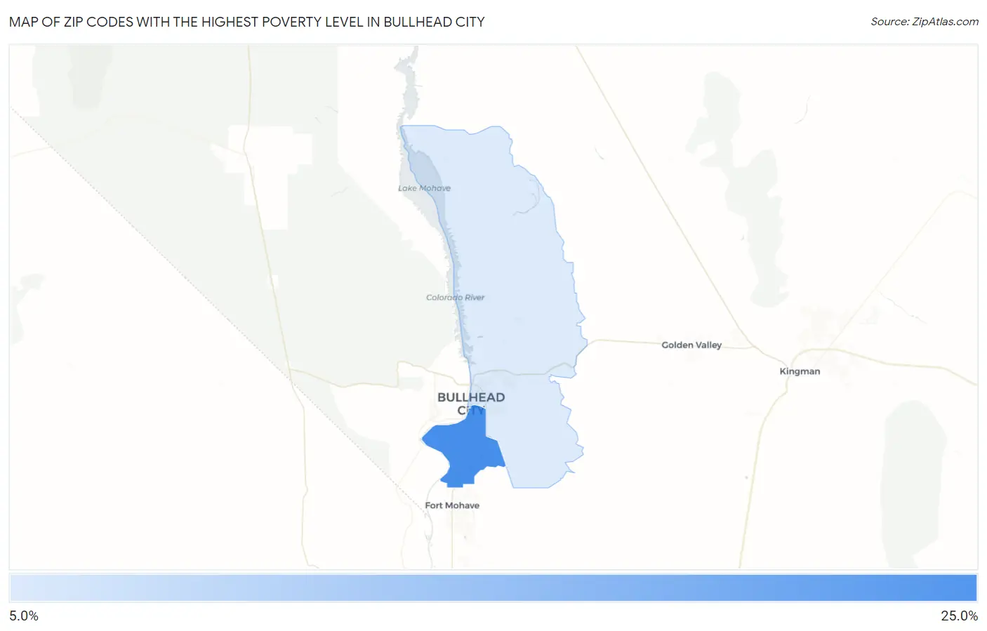 Zip Codes with the Highest Poverty Level in Bullhead City Map