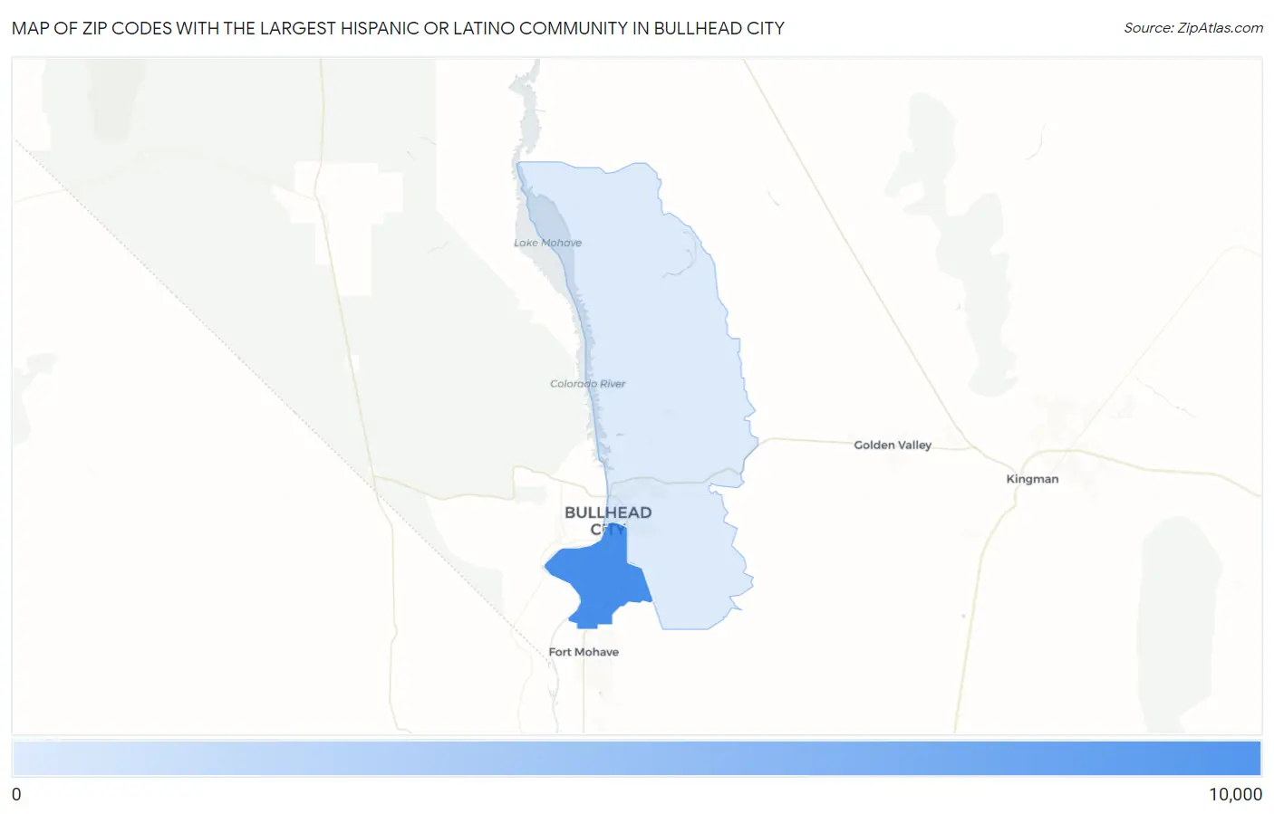 Zip Codes with the Largest Hispanic or Latino Community in Bullhead City Map