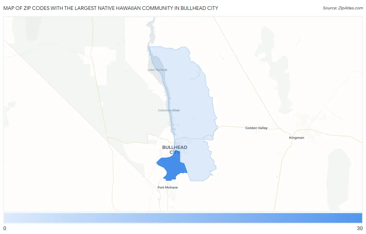 Zip Codes with the Largest Native Hawaiian Community in Bullhead City Map