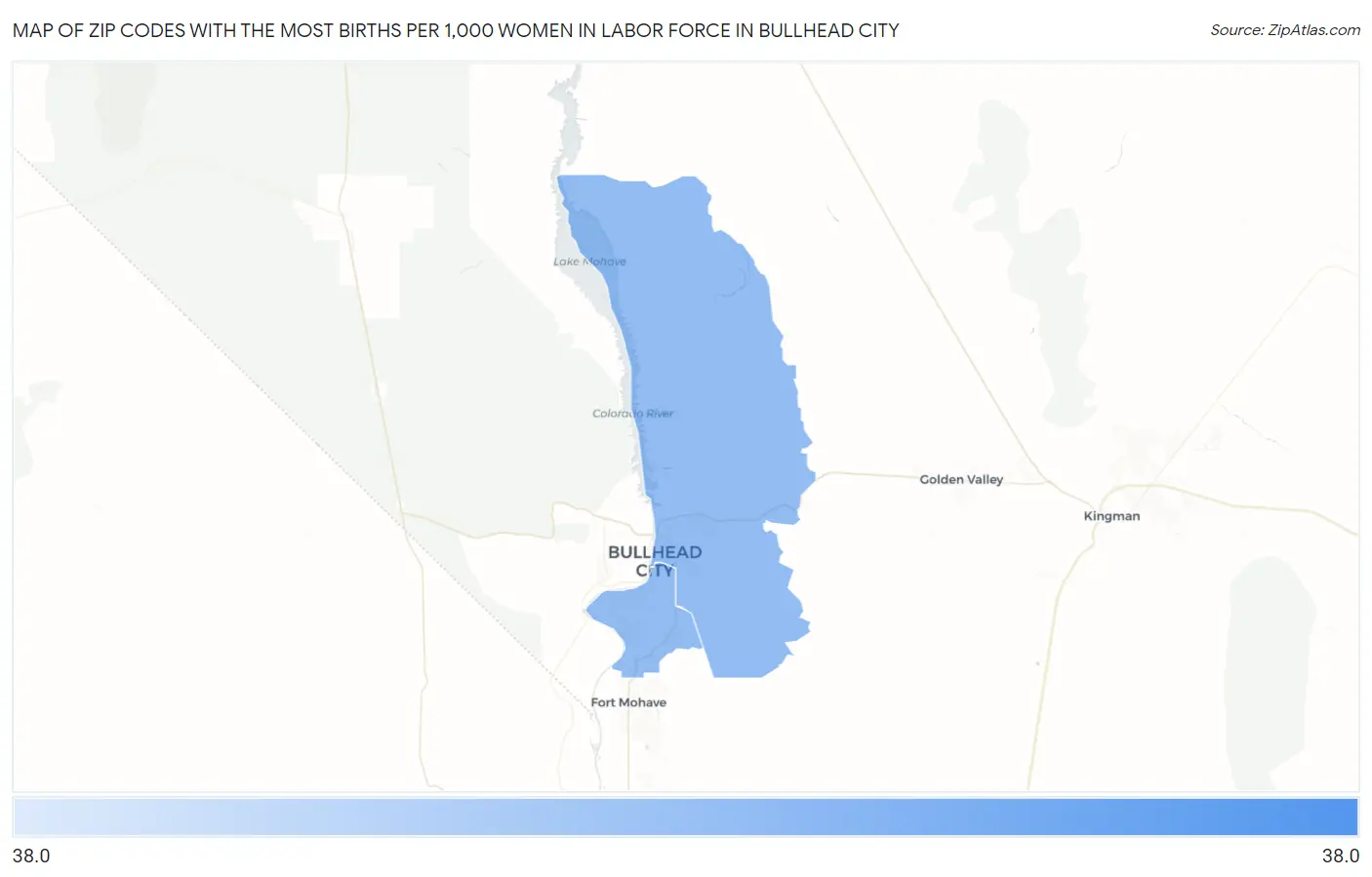Zip Codes with the Most Births per 1,000 Women in Labor Force in Bullhead City Map