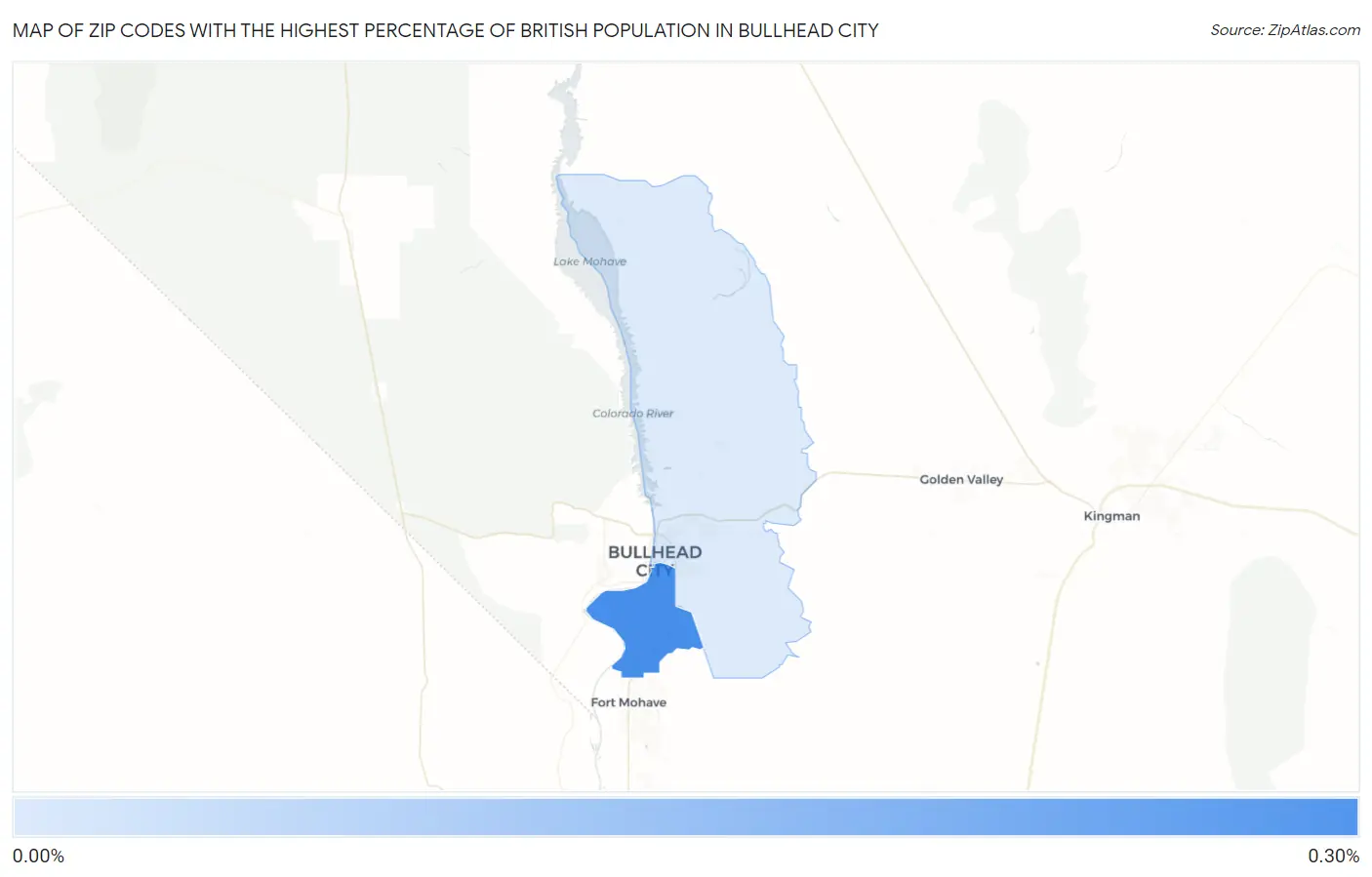Zip Codes with the Highest Percentage of British Population in Bullhead City Map