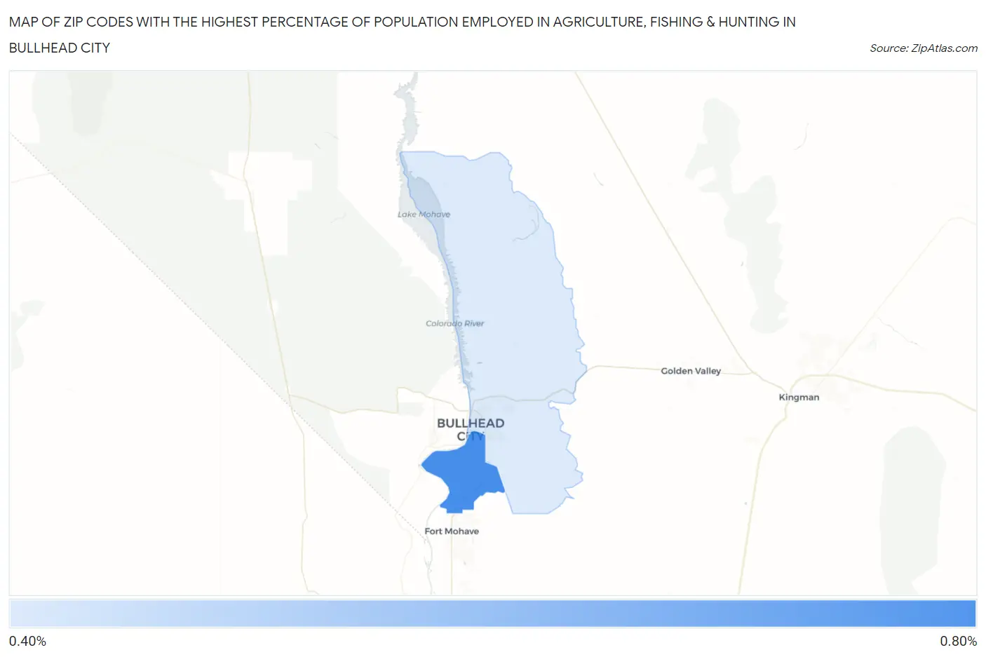 Zip Codes with the Highest Percentage of Population Employed in Agriculture, Fishing & Hunting in Bullhead City Map