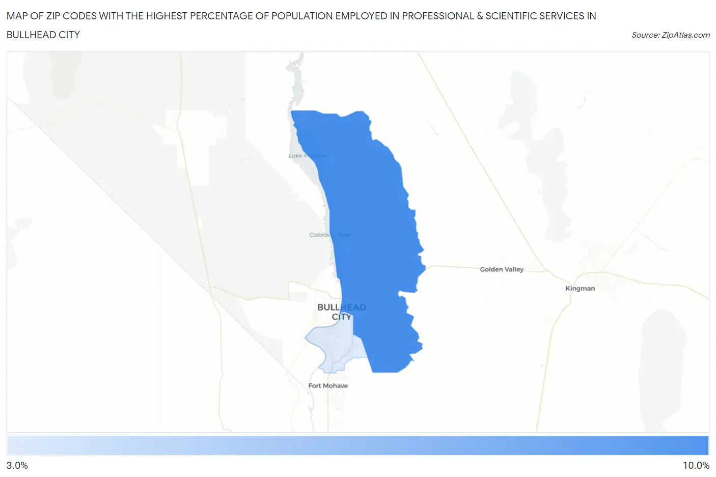 Zip Codes with the Highest Percentage of Population Employed in Professional & Scientific Services in Bullhead City Map