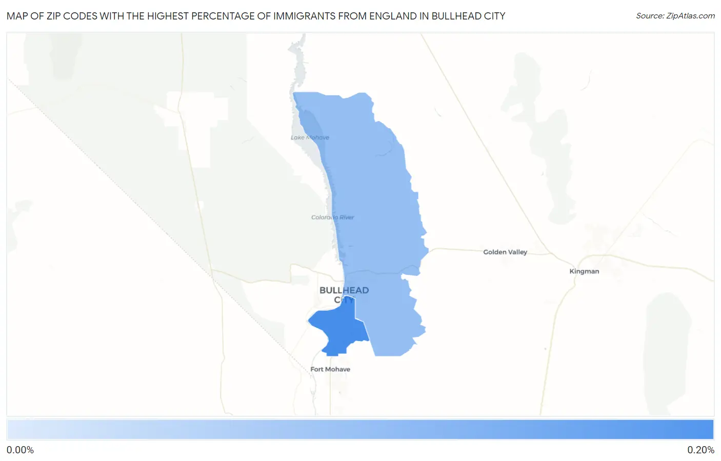 Zip Codes with the Highest Percentage of Immigrants from England in Bullhead City Map