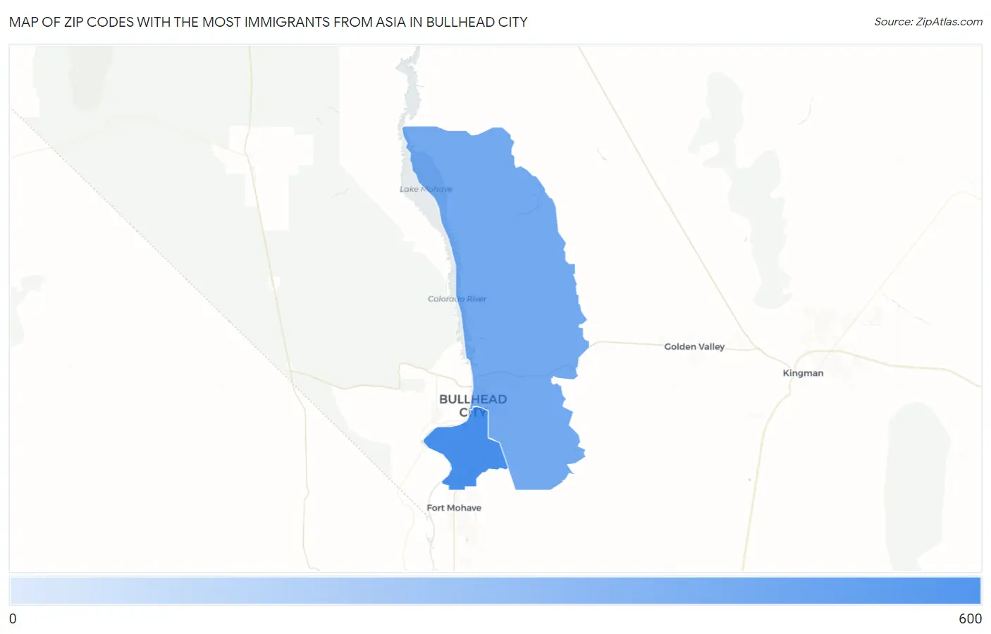 Zip Codes with the Most Immigrants from Asia in Bullhead City Map