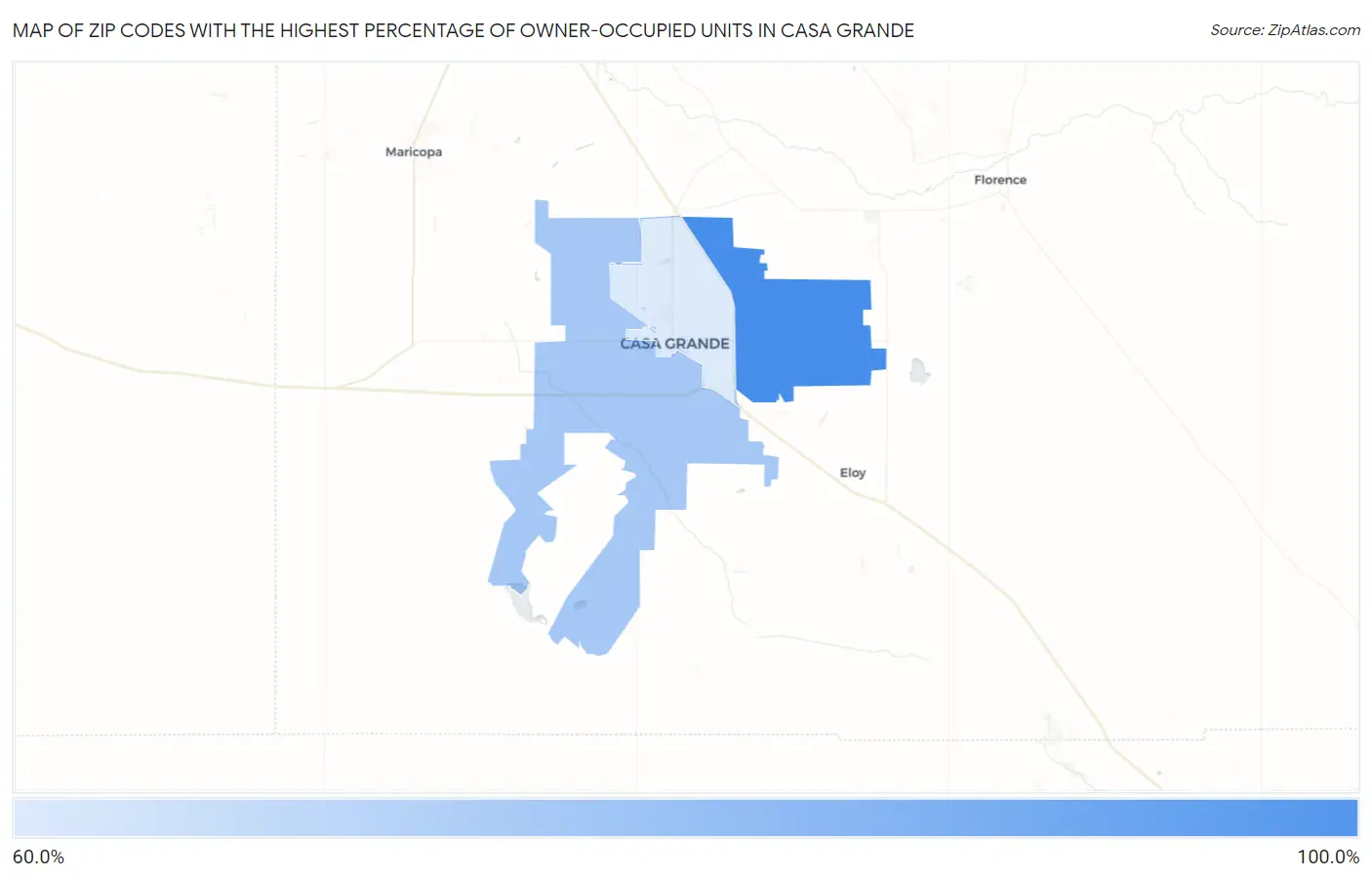 Zip Codes with the Highest Percentage of Owner-Occupied Units in Casa Grande Map