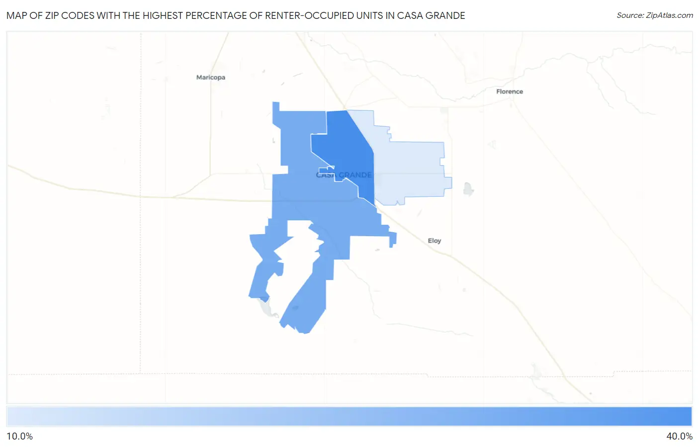 Zip Codes with the Highest Percentage of Renter-Occupied Units in Casa Grande Map