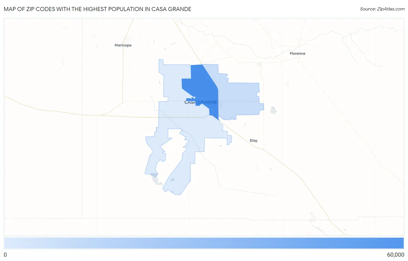 Zip Codes with the Highest Population in Casa Grande Map