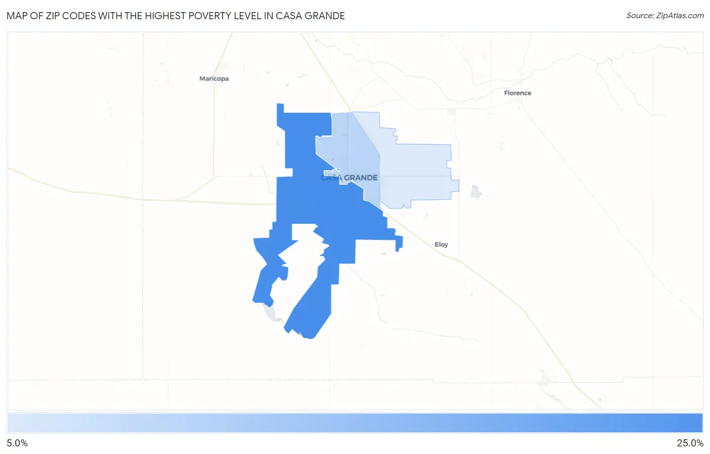 Zip Codes with the Highest Poverty Level in Casa Grande Map