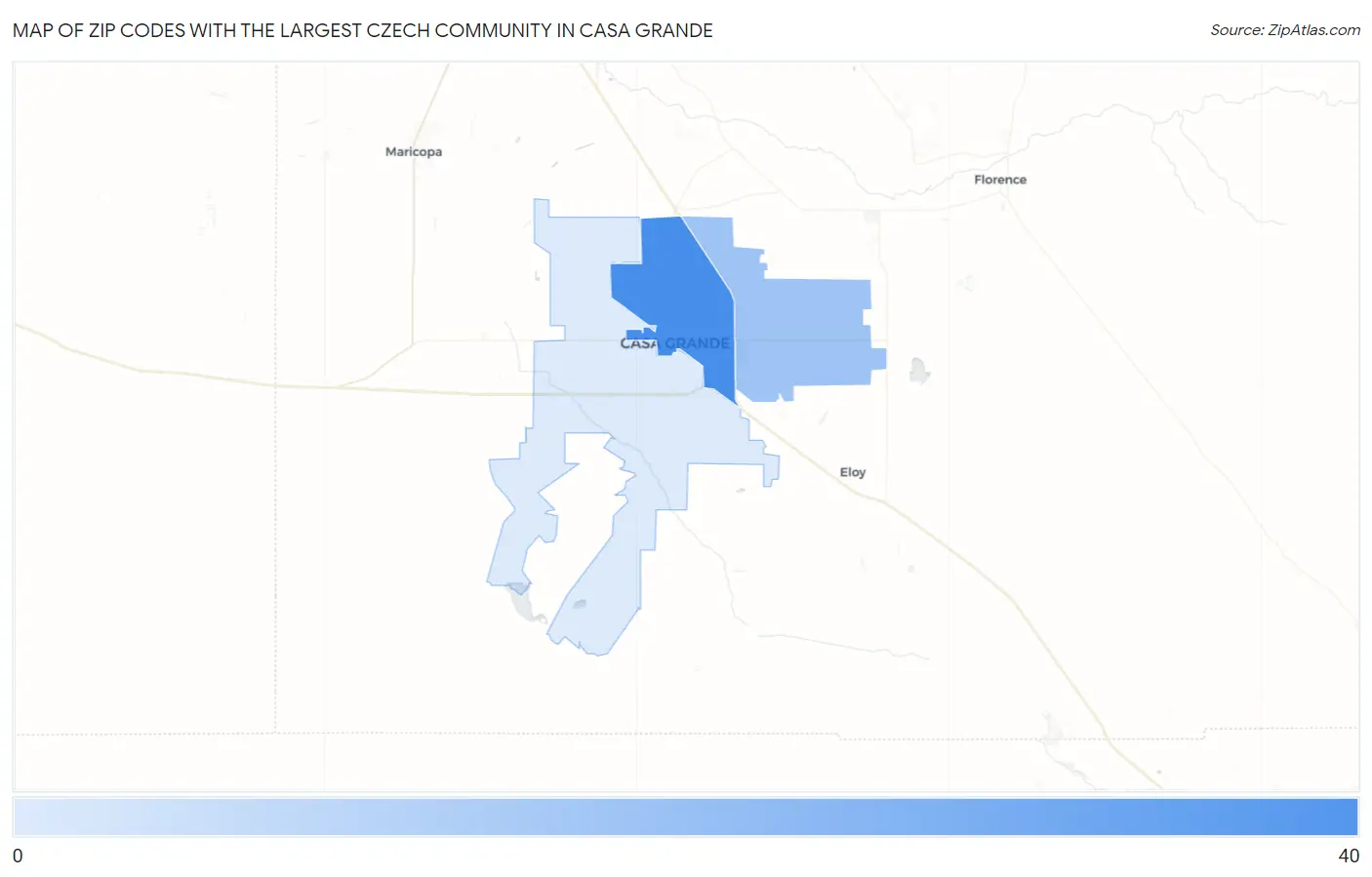 Zip Codes with the Largest Czech Community in Casa Grande Map