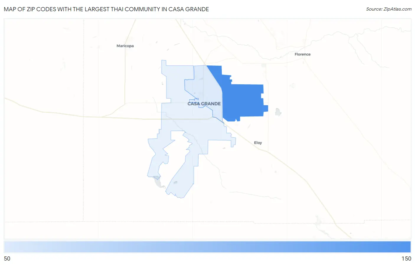 Zip Codes with the Largest Thai Community in Casa Grande Map