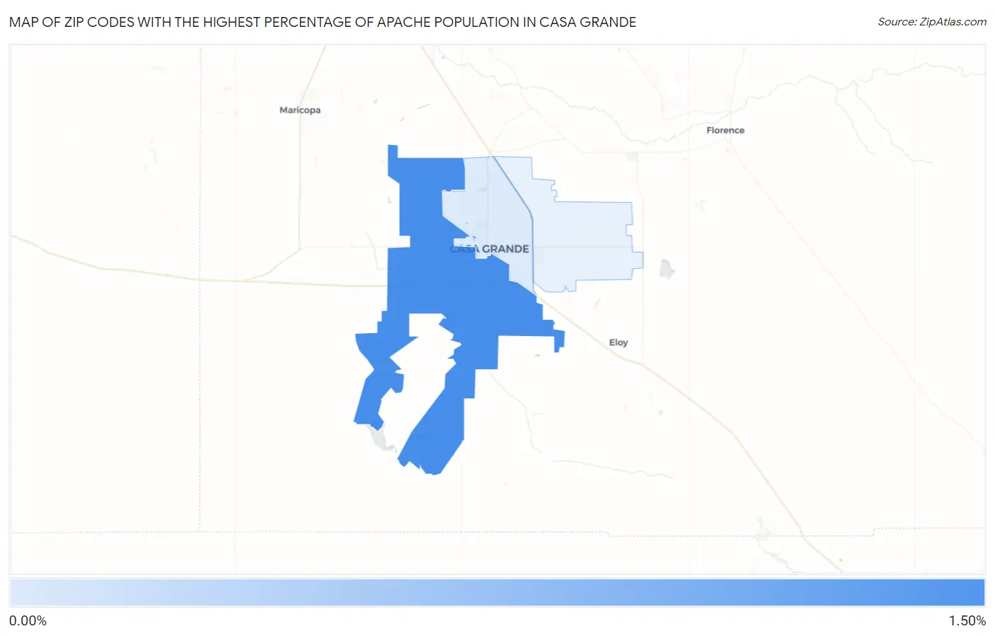 Zip Codes with the Highest Percentage of Apache Population in Casa Grande Map