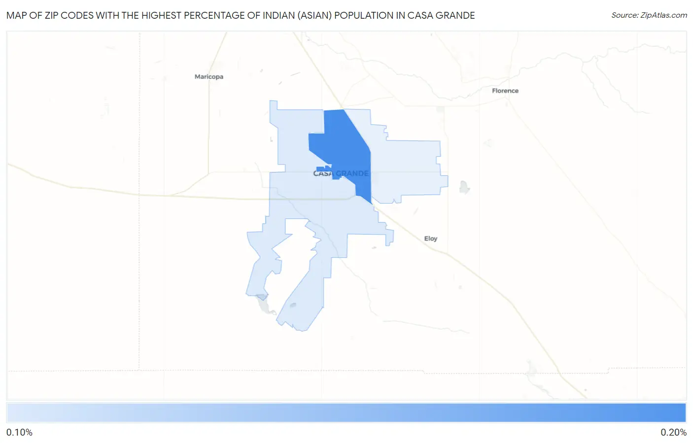 Zip Codes with the Highest Percentage of Indian (Asian) Population in Casa Grande Map