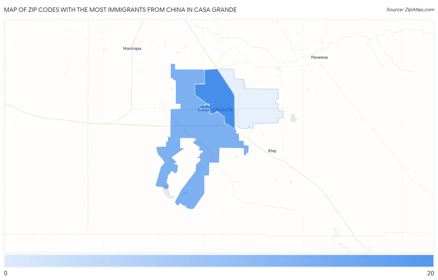 Zip Codes with the Most Immigrants from China in Casa Grande Map